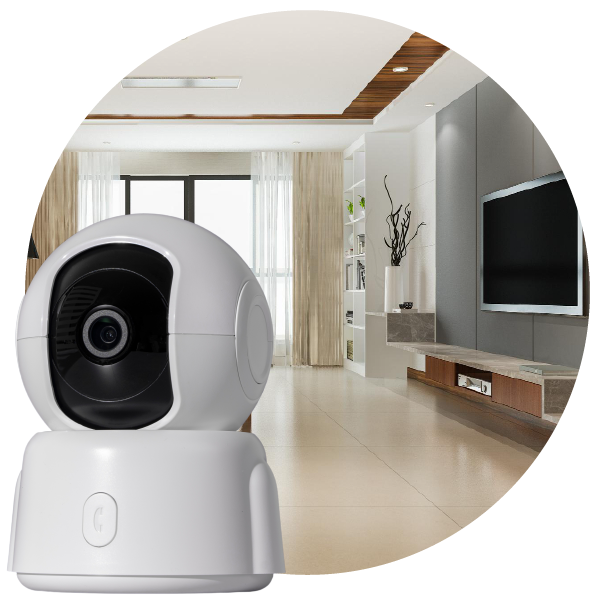 Cámara de seguridad y fondo de una casa